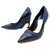 NEW CHRISTIAN DIOR SHOES CHROMATIC PUMPS 37 BLUE BLACK LEATHER SHOES  ref.316464