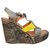 Chie Mihara p wedge sandals 40 New condition Grey Yellow Leather  ref.317239