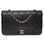 Très chic sac Chanel Classique Full Flap en cuir d'agneau matelassé noir, garniture en métal doré  ref.317298