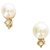 Dior White Faux Pearl Clip-On Earrings Golden Metal  ref.317920