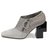 LOEWE STIVALI MINI IN STRUZZO GRIGIO REALE PUNTA QUADRATA GRANDE TACCO LARGO NERO Pelle di struzzo  ref.318428