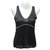 CHANEL V-NECK TOP IN COTTON KNIT AND BLACK VISCOSE SLEEVELESS WITH ALL GANSE PEARLS  ref.318464