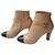 CHANEL Two-tone beige and black calf leather boots very good condition T.38 It  ref.320078