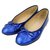 Chanel Metallic Blue Coco Ballerina Flats Leather  ref.322348