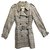 Burberry light cotton & silk trench coat size 40 Grey Polyester  ref.322711