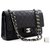 Chanel 2.55 lined Flap Medium Silver Chain Shoulder Bag Black Leather  ref.322893