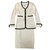 Chanel Icônico terno saia 80' Preto Fora de branco Algodão  ref.322997