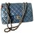 Timeless Bolso de hombro Chanel classic con solapa Azul claro Cuero  ref.323006