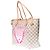 Saco de compras de modelo médio Louis Vuitton Neverfull em tela azul damier personalizada "Pantera cor de rosa e bolhas de champanhe" Bege - vista 3