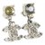 Chanel 06P Aretes colgantes de plata con cristal CC  ref.324529