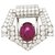 Broche Cartier Art Deco en platino, diamantes y rubí estrella.  ref.325047