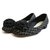 Chanel Size 39 Black Tweed Camellia CC Ballerina Flats Wool  ref.326209