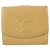 Chanel Beige Caviar Cc Logo Geldbörse Compact Wallet Leder  ref.326335