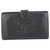 Chanel Portafoglio lungo con patta e logo CC in pelle nera caviale  ref.326342