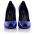 Zapatos de salón peeptoe metálicos azules de Saint Laurent Azul marino Cuero  ref.327638