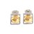 Chanel Brincos Silver Square Dangling com CC na parte superior e Bola de Ouro Metálico Metal  ref.327658