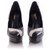 Saint Laurent Zapatos de tacón con plataforma puntiagudos Janis Lightning Splash de cuero negro / blanco  ref.327668