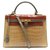 Hermès Kelly handbag 32 TRICOLOR CROCODILE ALLIGATOR LEATHER BANDOULIERE PURSE Brown Exotic leather  ref.328735
