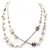CHANEL NECKLACE PEARLS CC LOGO STRASS 118 CM SILVER NECKLACE Silvery Metal  ref.328756