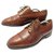 JOHN LOBB NADER SHOES 8E 42 BROWN LEATHER FLORAL TOE DERBY + EMBOSSING  ref.329197