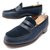 JM WESTON LOAFERS 180 7E 41 NAVY BLUE LEATHER & SUEDE SHOES  ref.329207