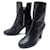 CHANEL SHOES FILLED BOOTS 40 40.5 BLACK LEATHER CC LOGO BOOTS SHOES  ref.329365