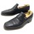 BEL AIR CORTHAY SHOES 10 44 BLACK SEED LEATHER LOAFERS + STRAPS  ref.329377
