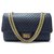 Chanel handbag 2.55 MEDIUM NAVY BLUE CHEVRON BANDOULIERE HAND BAG Leather  ref.329417