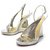 CHRISTIAN LOUBOUTIN SHOES 40 SILVER LEATHER WEDGE PUMPS Silvery  ref.329471