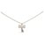 Dior Silver D Ribbon Pendant Necklace Silvery Metal  ref.329567