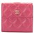 Petit portefeuille Chanel en cuir d'agneau rose CC Matelasse  ref.329671