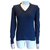 CHANEL CAMELIA P SWEATER38923 taille 34 S NAVY BLUE CASHMERE BLUE SWEATER  ref.329729