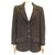 CHANEL JACKET BUTTONS LOGO CC P09217 taille 38 M IN GREEN TWEED GREEN JACKET  ref.329820