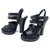 NEUF CHAUSSURES PRADA SANDALES A TALONS 40 CUIR NOIR LEATHER SANDALS SHOES  ref.330035