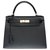 Hermès Beautiful Hermes Kelly saddle bag 28 cm shoulder strap in black Epsom leather, gold plated metal trim  ref.330345