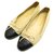 CHANEL LOGO CC G BALLERINAS SHOES02819 36.5 BEIGE LEATHER SHOES  ref.330657