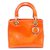 Dior Lady Dior Moyen Cuir Orange  ref.331295