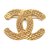 Broche Texturizado Chanel Gold CC Tecido Dourado Metal  ref.331821
