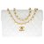 Timeless Leuchtende klassische Chanel-Tasche 23cm mit Klappe aus weißem gestepptem Leder, garniture en métal doré  ref.332928