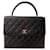 Bolsa vintage Chanel com alça de coco preta Preto Couro  ref.333246