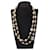 CHANEL B14Collier en cristal de perles V Timeless CC Logo Écru  ref.333842