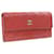 CHANEL Lamb Skin Wild Stitch Long Wallet Red CC Auth 20227 Leather  ref.334902