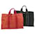 Hermès HERMES Fourre Tout MM Hand Bag Pouch 2Set Red Black Cotton Auth th513 Cloth  ref.335199