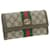 Portefeuille GUCCI Web Sherry Line GG Supreme Offidia Beige Rouge Vert PVC Auth 21977 Toile  ref.336605