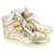 Louis Vuitton aux femmes 36 Baskets montantes dorées métallisées 7LV719 Cuir Or blanc  ref.336776