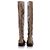 Timeless Chanel Bronze Leather High Riding Boots Metallic - view 3