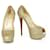 Christian Louboutin Or Glittery Lady Peep Platform Heels Peep Toe Pumps 37 Doré  ref.339098
