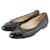 Chanel Black Cap Toe CC Ballerina Flats Slides Couro  ref.339702