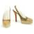 Prada Brown Leather Beige Cap Toe Platform Slingback Heels pumps shoes size 37.5  ref.339784