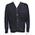 Hermès HERMES SWEATER CARDIGAN M 48 SUEDE & WOOL CASHMERE SILK NAVY BLUE SWEATER Leather  ref.340717